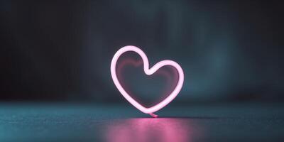 Glowing neon heart showing love and affection on valentine's day. photo