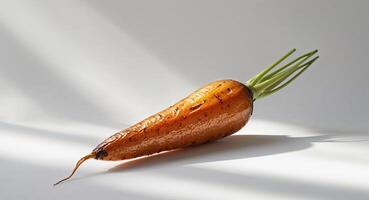 Roasted carrot with caramelized edges served on a simple background for a culinary presentation. photo