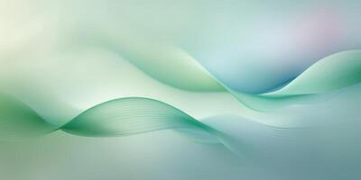 Abstract Green and Blue Wavy Lines Background with Light Pastel Tones. photo