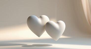 Two Interconnected Hearts Representing Love and Connection in Art. photo