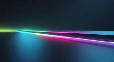 Futuristic Glowing Neon Light on Dark Surface with Smooth Texture photo