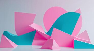 Abstract Digital Art Featuring Pink And Cyan Geometric Shapes. photo