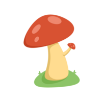 Red mushroom design illustration with simple design and modern pastel color isolated on transparent background png