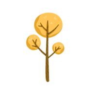 Flat illustration of yellow tree with simple and modern design on summer theme with transparent background png