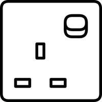 UK Three-Pin Power Outlet Symbol in Minimalist Black and White Design vector
