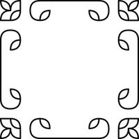 Decorative Line Art Border With Curved Leaf Motifs in Black and White vector