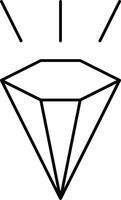Outlined Diamond with Radiating Lines Depicting Elegance and Value Symbolism vector
