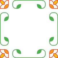 Abstract Frame with Green Leaves and Orange Accents on Clean Background vector
