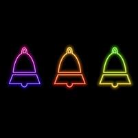 Illustration graphic of bell icon. neon style. Concept flat design. Perfect for icon, poster, banner, web, label, sign, symbol, card, template, password, private, etc. vector
