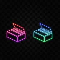 box icon, flat design illustration. Simple Clipboard Icon Template. neon style. vector