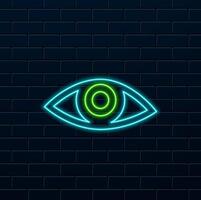 neon style. Eye icon Isolated on Background vector