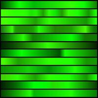 set of green metallic gradients, swatches collection, shiny gradient set on black background. vector