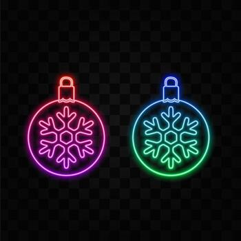 Christmas ball icon. Black silhouette. Front side view. neon style. Simple flat graphic illustration. Object isolated on a white background. Isolate. vector