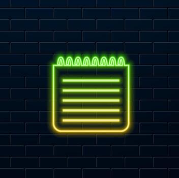 Notebook Glyph Icon for Personal and Business Use. neon style. vector