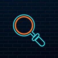 Magnifier icon design isolated on white background. neon style. vector