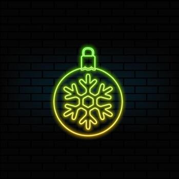 Christmas ball with snowflake. Christmas and New Year design element in flat style. neon style. vector