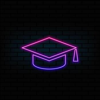 Studies - University - Career - Simple App Icon. neon style. vector