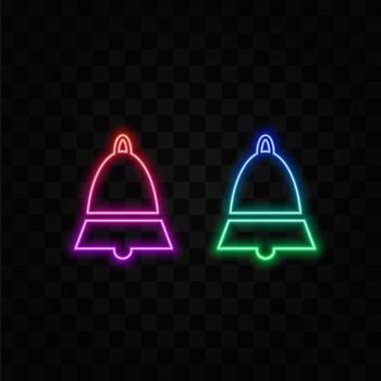 Bell Icon in trendy flat style isolated on grey background. neon style.Notification symbol for your web site design, app, UI. . vector