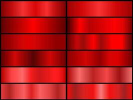 set with red gradients on black background. A color palette for design, a collection of high-quality ingredients. Metallic texture, shiny background. vector