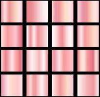 Set of gold rose foil texture. Collection of pink postel gradients isolated on black background. illustration vector