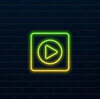 Media Player Icon, Play Button Icon, neon style. Icon media play, Media Player icons in circle isolated, Play Icon, Player Button, Multimedia, Digital web vector