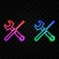 Screwdriver and screwdriver icon. neon style. Tools icon stock illustration design template. vector