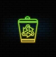 neon style. Trash can icon in flat style. Recycle illustration on isolated white background. Garbage basket sign business concept vector