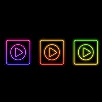 Play icon. Audio or player symbol. neon style. Gray flat web icon on white background. vector