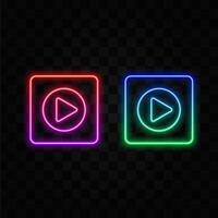 Play button icon isolated.neon style. vector