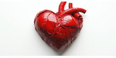 Heart model displayed against a plain background emphasizes anatomical details and vivid color representation photo