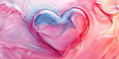Heart shape formed by colorful swirling liquids creating a visually appealing abstract art piece photo