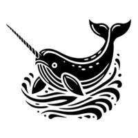 A narwhal with a horn on its head vector