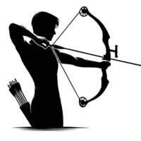 Silhouette of a man with bow and arrow vector