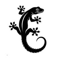 A black and white illustration of a lizard vector
