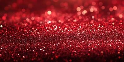 Red glitter sparkles create a mesmerizing texture that captivates the eye in a close-up view photo