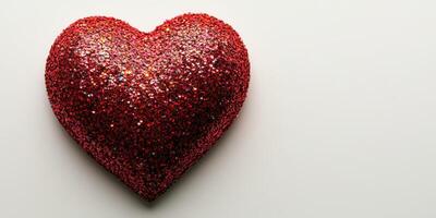 Shimmering red heart decoration made of glitter, perfect for romantic occasions and celebrations photo