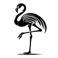 A black and white silhouette of a flamingo vector