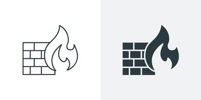 Firewall Icon. Line and Solid Style Illustration for Cybersecurity, Network Protection, and Data Security vector