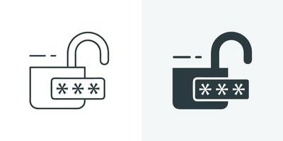 password Security icon with lock outline and solid style vector