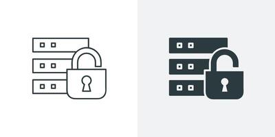 Server Security and Database Protection Icon Outline and Solid Illustration vector