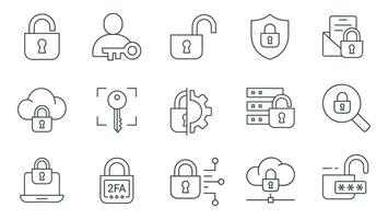 Security line Icon Set. Lock, Protection, and Safety Symbols illustrations vector