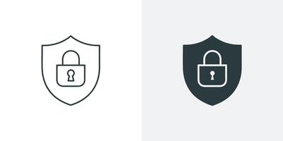 Security Shield and Protection icon with A Lock in solid and outline vector