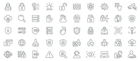 Security and Protection Line Icon Set. Illustration for Cyber Safety, Privacy, and Access Control vector