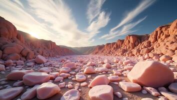 Rock formations and pastel colors at sunset in a unique landscape photo