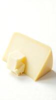 Cheese block and butter square arranged on a plain surface for culinary use and display photo