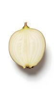 Closeup view of a sliced onion showcasing its layers and texture photo