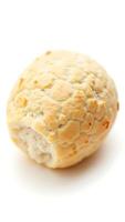 Delectable closeup of a bread roll showcasing unique texture and golden crust photo