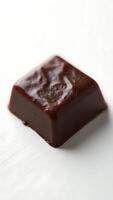Closeup view of dark chocolate confection showing texture and sheen photo