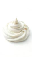 Closeup view of smooth cream swirls on a plain surface in a minimalist style photo