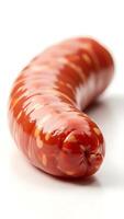Closeup view of a colorful sausage showcasing its unique texture and shape photo